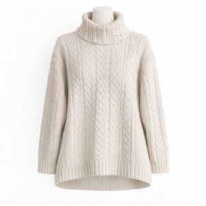Size XL Weekend Edition Women’s Cream 100% Cotton Cable Knit Sweater